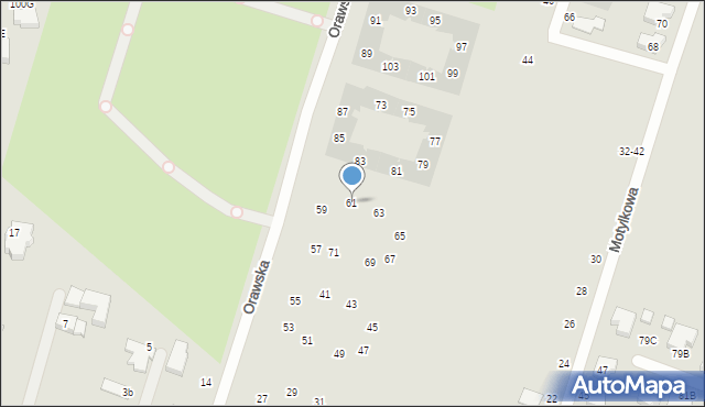 Wrocław, Orawska, 61, mapa Wrocławia
