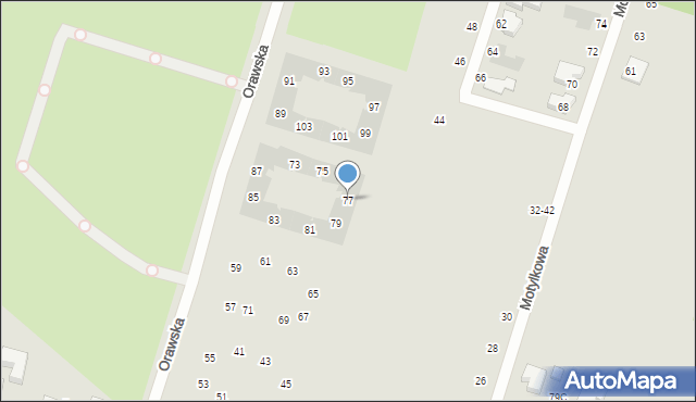 Wrocław, Orawska, 77, mapa Wrocławia