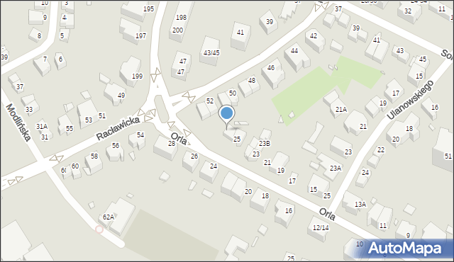 Wrocław, Orla, 25A, mapa Wrocławia