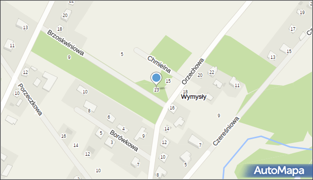 Wymysły, Orzechowa, 13, mapa Wymysły
