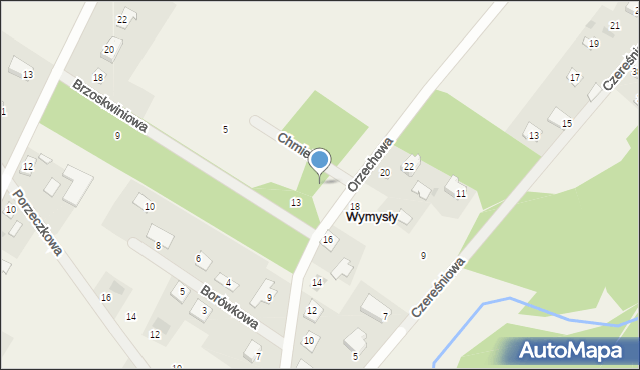 Wymysły, Orzechowa, 15, mapa Wymysły