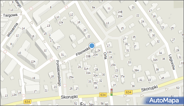 Ząbki, Orla, 20B, mapa Ząbki