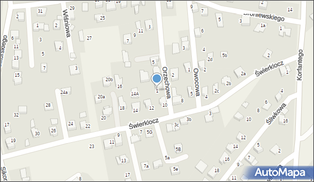 Zabrzeg, Orzechowa, 1, mapa Zabrzeg