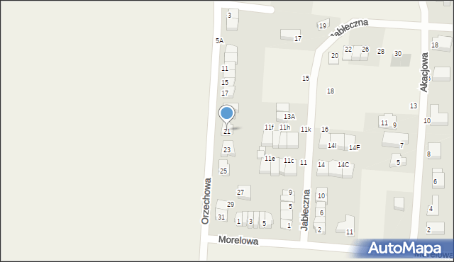 Zacharzyce, Orzechowa, 21, mapa Zacharzyce