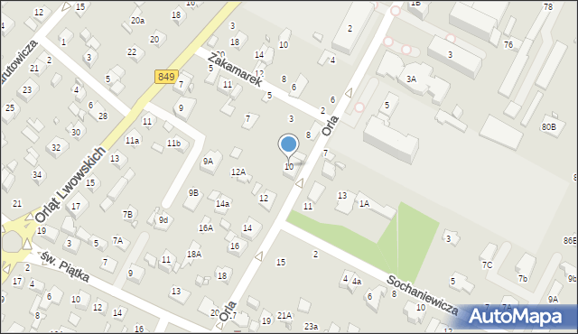 Zamość, Orla, 10, mapa Zamościa