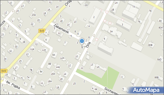 Zamość, Orla, 8, mapa Zamościa