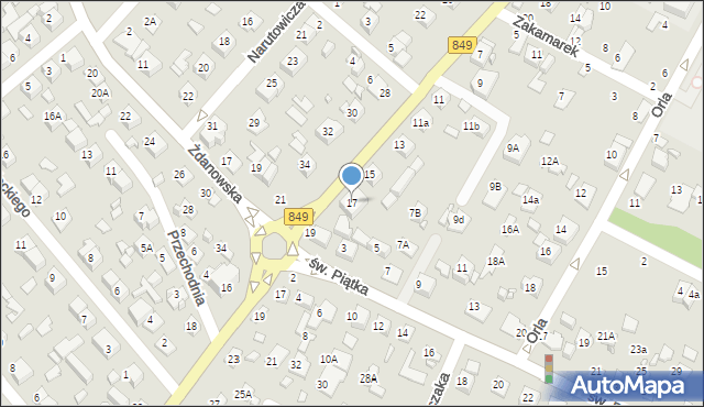 Zamość, Orląt Lwowskich, 17, mapa Zamościa