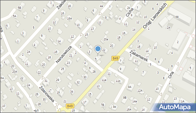 Zamość, Orląt Lwowskich, 24, mapa Zamościa