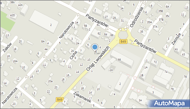 Zamość, Orląt Lwowskich, 8, mapa Zamościa