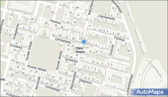 Zamość, Ormiańska, 13, mapa Zamościa