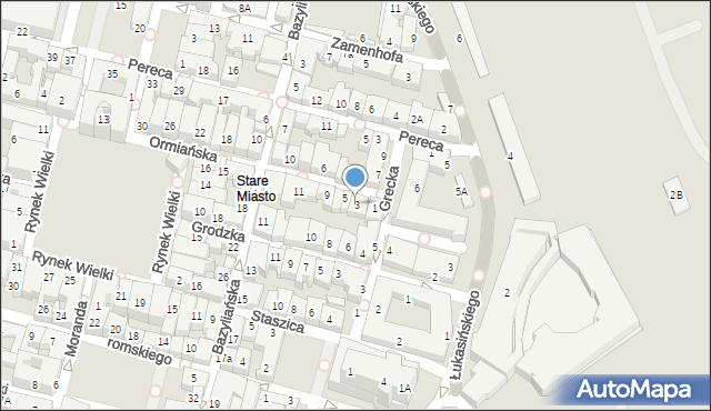 Zamość, Ormiańska, 3, mapa Zamościa