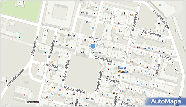 Zamość, Ormiańska, 30, mapa Zamościa