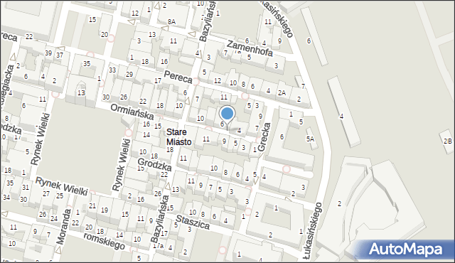 Zamość, Ormiańska, 6a, mapa Zamościa