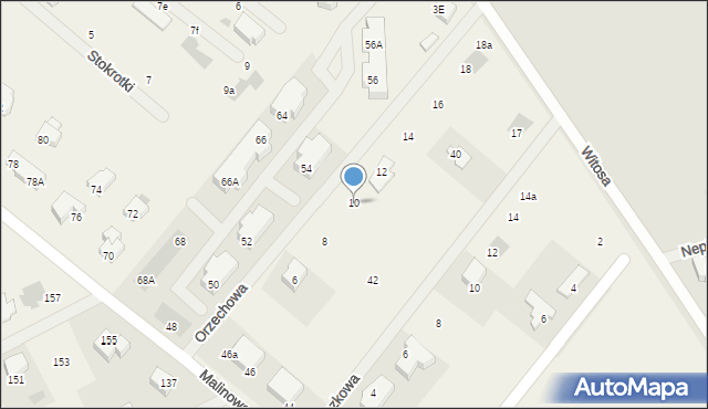 Zieleniewo, Orzechowa, 10, mapa Zieleniewo