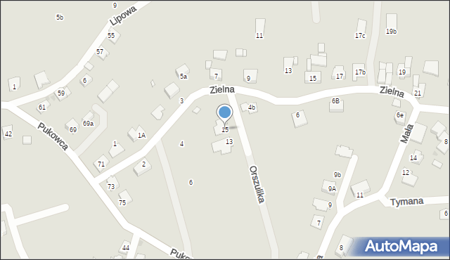 Żory, Orszulika Alojzego, ks. bp., 15, mapa Żor