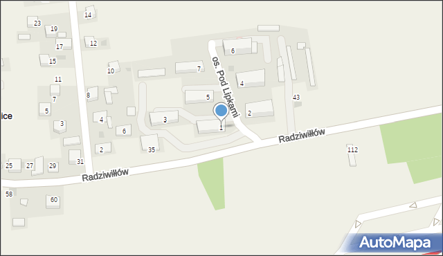 Aleksandrowice, Osiedle Pod Lipkami, 1, mapa Aleksandrowice