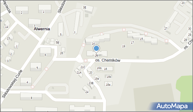 Alwernia, Osiedle Chemików, 25, mapa Alwernia