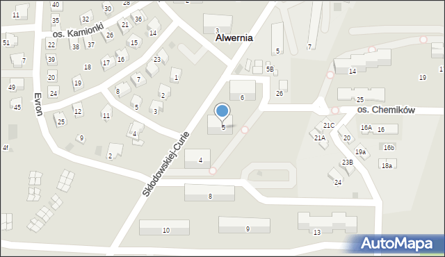 Alwernia, Osiedle Chemików, 5, mapa Alwernia