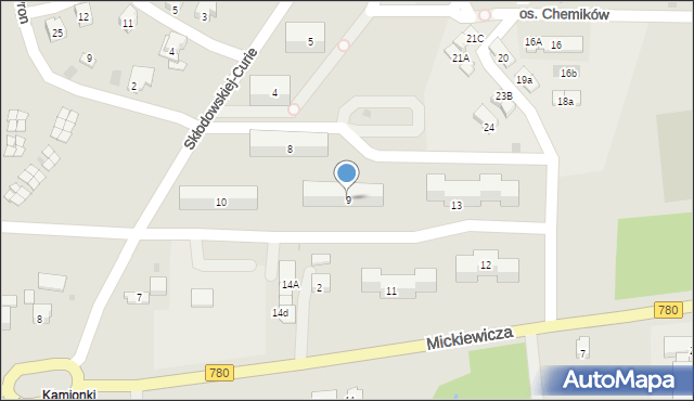 Alwernia, Osiedle Chemików, 9, mapa Alwernia