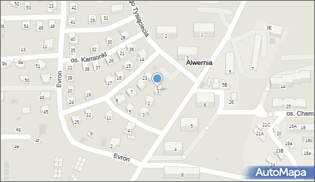 Alwernia, Osiedle Kamionki, 1, mapa Alwernia