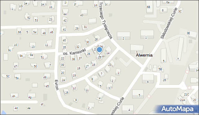 Alwernia, Osiedle Kamionki, 15, mapa Alwernia