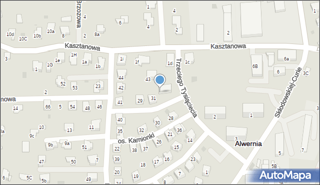 Alwernia, Osiedle Kamionki, 33, mapa Alwernia