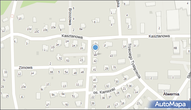 Alwernia, Osiedle Kamionki, 44, mapa Alwernia