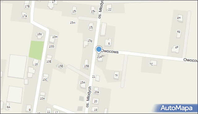 Baczyna, Osiedle Młodych, 21A, mapa Baczyna