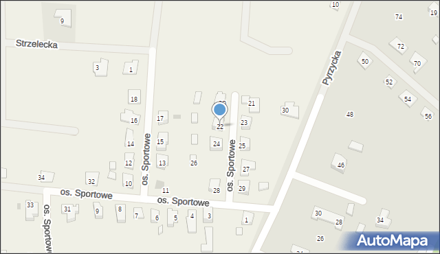 Baczyna, Osiedle Sportowe, 22, mapa Baczyna