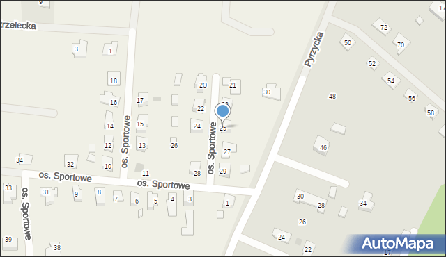 Baczyna, Osiedle Sportowe, 25, mapa Baczyna