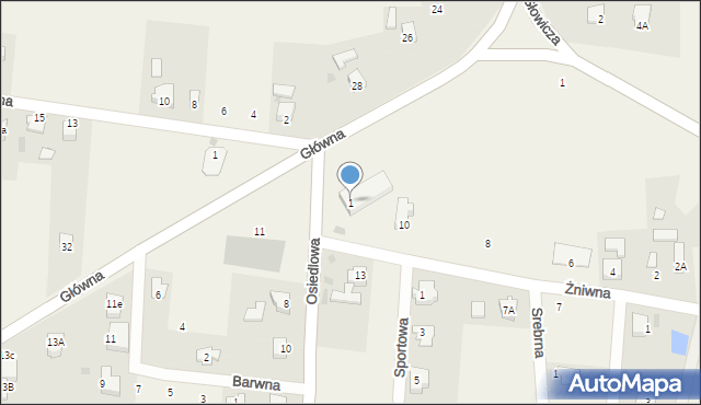 Bąków, Osiedlowa, 1, mapa Bąków