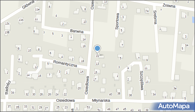 Bąków, Osiedlowa, 11, mapa Bąków