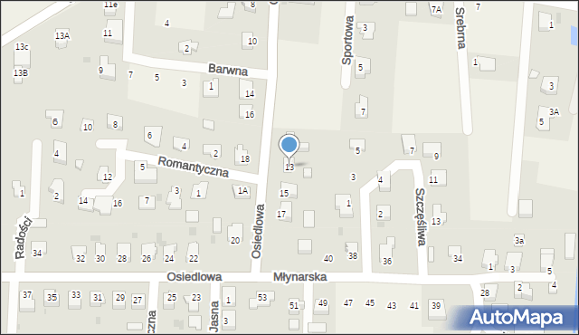 Bąków, Osiedlowa, 13, mapa Bąków