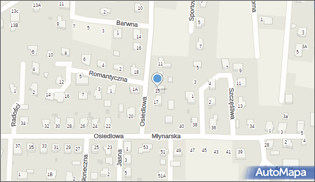 Bąków, Osiedlowa, 15, mapa Bąków