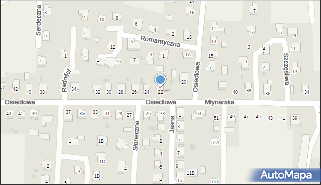 Bąków, Osiedlowa, 22, mapa Bąków