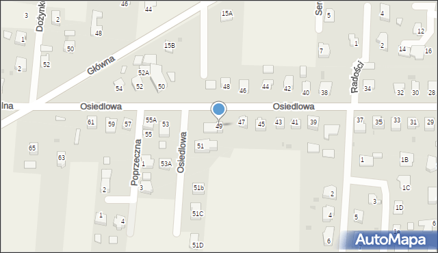 Bąków, Osiedlowa, 49, mapa Bąków