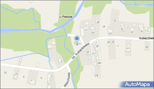 Bańska Wyżna, Osiedle Kubackówka, 18, mapa Bańska Wyżna