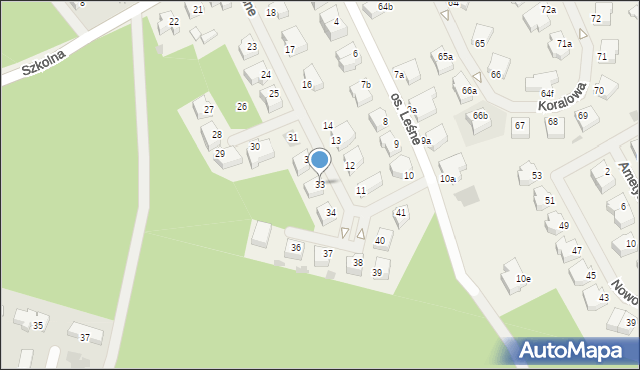 Bezrzecze, Osiedle Leśne, 33, mapa Bezrzecze