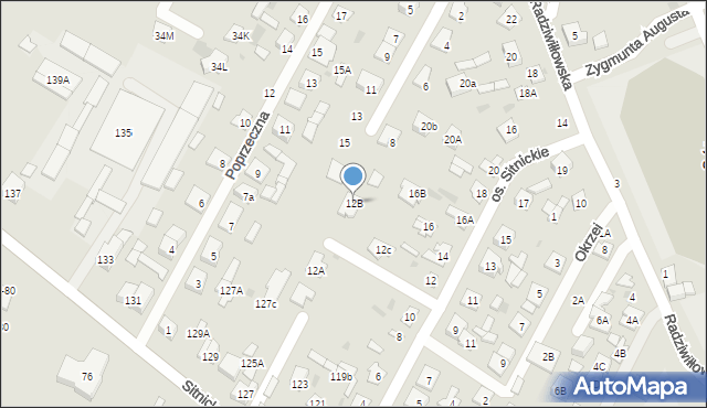 Biała Podlaska, Osiedle Sitnickie, 12B, mapa Białej Podlaskiej