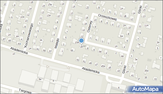 Biała Podlaska, Osterwy Juliusza, 10, mapa Białej Podlaskiej