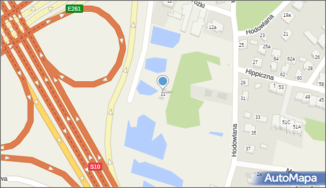 Białe Błota, Ostróżki, 11, mapa Białe Błota