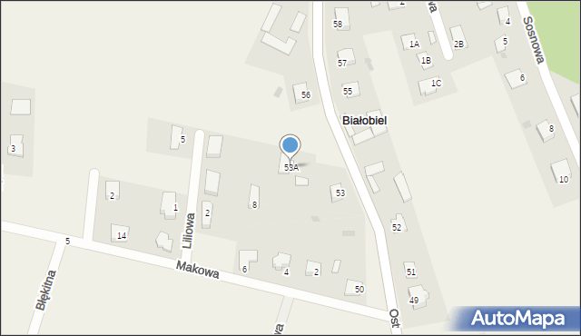 Białobiel, Ostrołęcka, 53A, mapa Białobiel