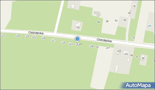 Białobrzeg Dalszy, Ostrołęcka, 111, mapa Białobrzeg Dalszy