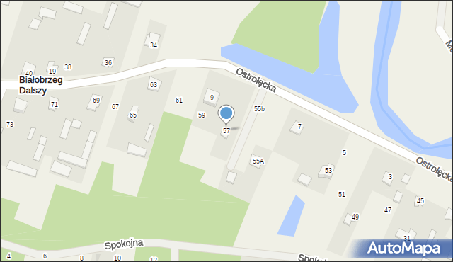 Białobrzeg Dalszy, Ostrołęcka, 57, mapa Białobrzeg Dalszy