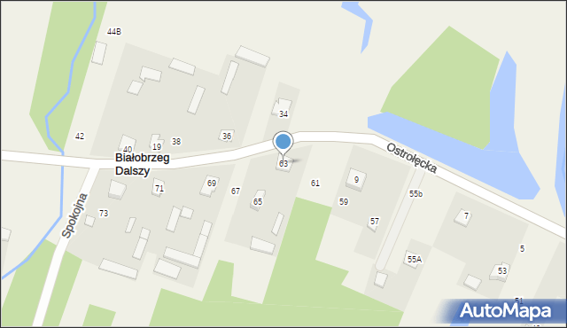 Białobrzeg Dalszy, Ostrołęcka, 63, mapa Białobrzeg Dalszy