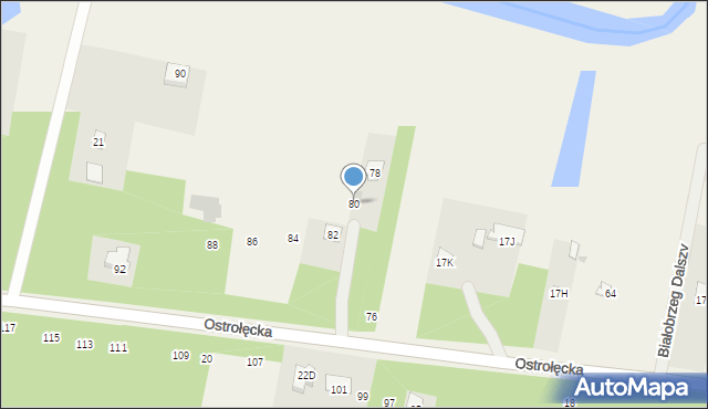 Białobrzeg Dalszy, Ostrołęcka, 80, mapa Białobrzeg Dalszy