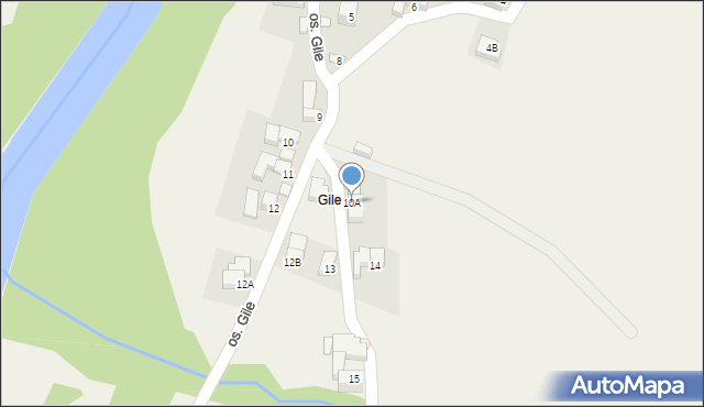 Biały Dunajec, Osiedle Gile, 10A, mapa Biały Dunajec