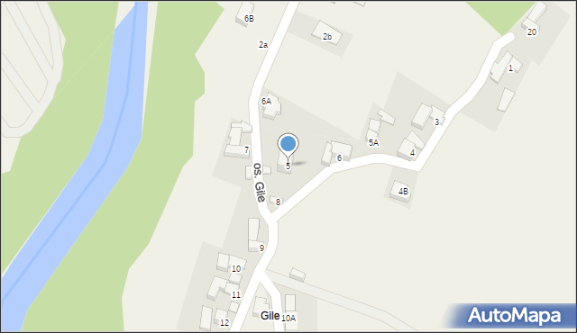 Biały Dunajec, Osiedle Gile, 5, mapa Biały Dunajec