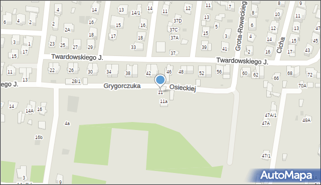 Białystok, Osieckiej Agnieszki, 11, mapa Białegostoku