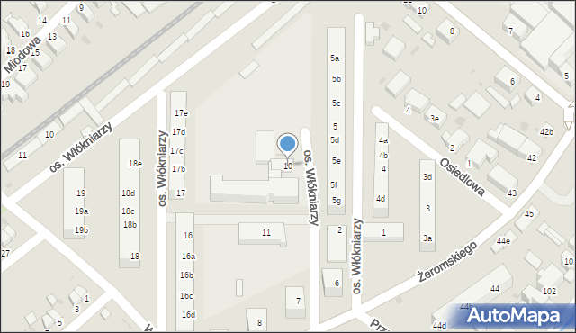 Bielawa, Osiedle Włókniarzy, 10, mapa Bielawa